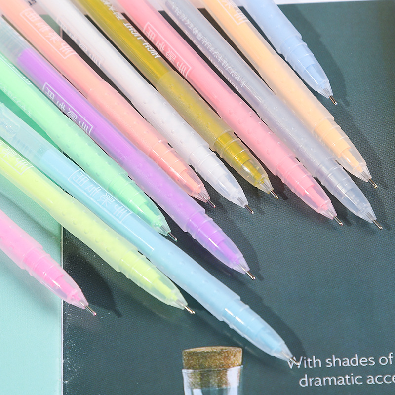 9/12Pcs Multicolour Gel Pens Set 0.6mm Flash High light pastel Ballpoint Pen colourful Cute Sketching Drawing School Stationery