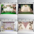 Wedding Event White Curtain Blossom Floral Garland Wall Photography Backgrounds Photographic Flower Backdrops for Photo Studio