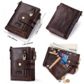 Free Engraving 100% Genuine Leather Men Wallet Coin Purse Small Mini Card Holder Chain PORTFOLIO Portomonee Male Walet Pocket