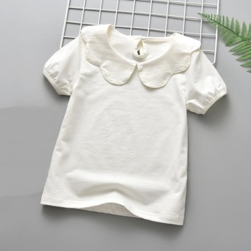 Summer Girls T-shirts Short Sleeve Cotton T shirt Peter Pan Collar Baby Toddler Girl Blouse Shirt Kids Tops Children's Clothes