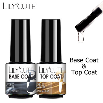 LILYCUTE Top Base Coat Soak Off Gel Nail Polish UV LED Nail Extension Builder Fingernail Gel Varnish Transparent Nail Art Gel