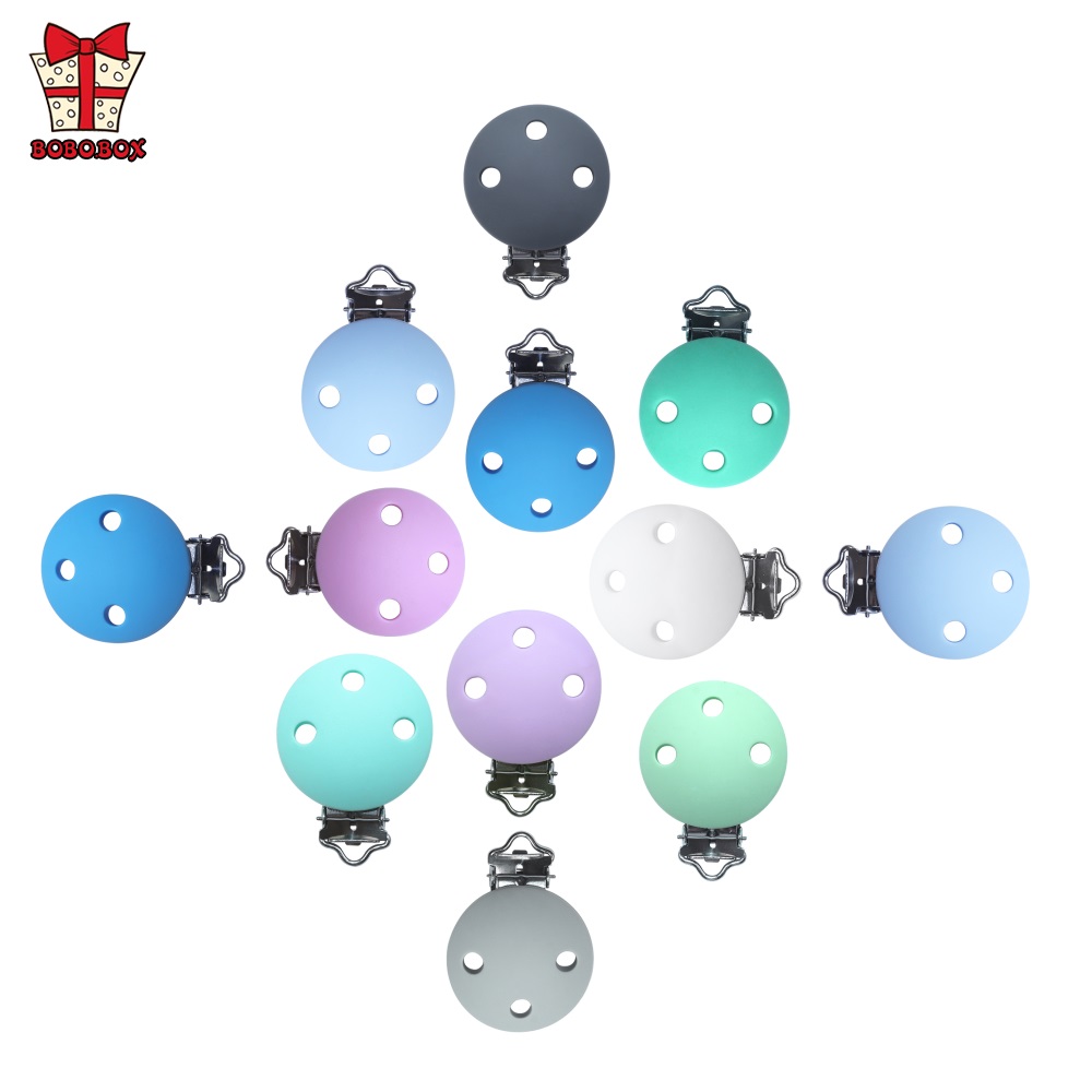 BOBO.BOX 10pcs Round Shaped Pacifier Clip Silicone Bead Baby Teether Soother Nursing Jewelry Toy Accessory Holder Teething Clips