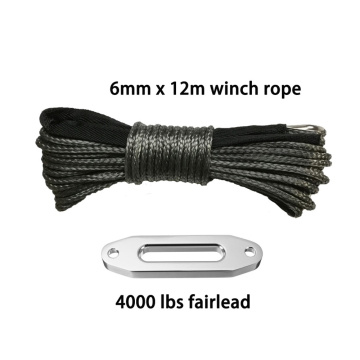 6mm*12m Synthetic Winch Rope With 4000lbs Fairlead, Plasma Winch Cable, ATV UTV Winch Line