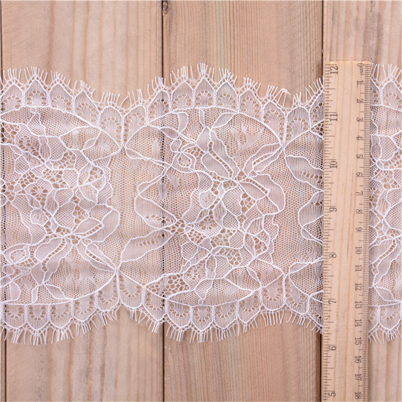 3meters/lot Eyelash Lace Fabric DIY Decorative High Quality Soft Off Nylon Eyelash Lace Trim Wedding Dress Fabric