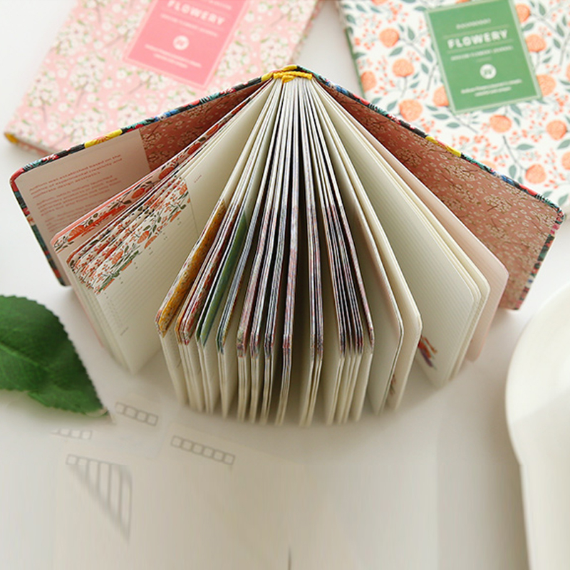 Hardcover DIY Self-filling Week Monthly Planner Japanese Style Fresh Cherry Blossom Memo Schedule Hand Account Notebook D40