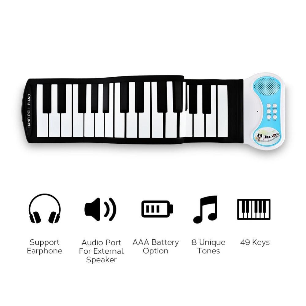 49 Keys Roll Up Piano Eletronic Organ with Speaker Portable Folding Electronic Keyboard Pianos Music Instrument