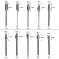 10pcs/set 3*6mm Tungsten Carbide Rotary Burrs Set Double-cut Rotary File Cutter Carving Tool for Metal Wood work Engraving Bits