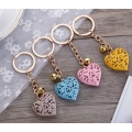 Fashion metal heart key chain colorful heart metal clock and clock key chain pendant gift 1