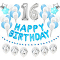 38pcs Happy Birthday Sweet 16 Party Decorations Balloons Number 16th Years Old Boy Girl Sixteen Anniversary Supplies