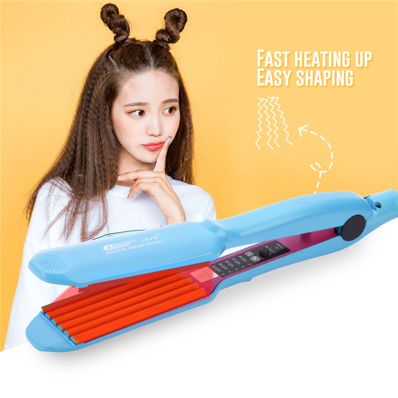 Professional Temperature Control Electronic Hair Straighteners Curlers Corrugated Crimper Waves Chapinha Straightening Iron 50