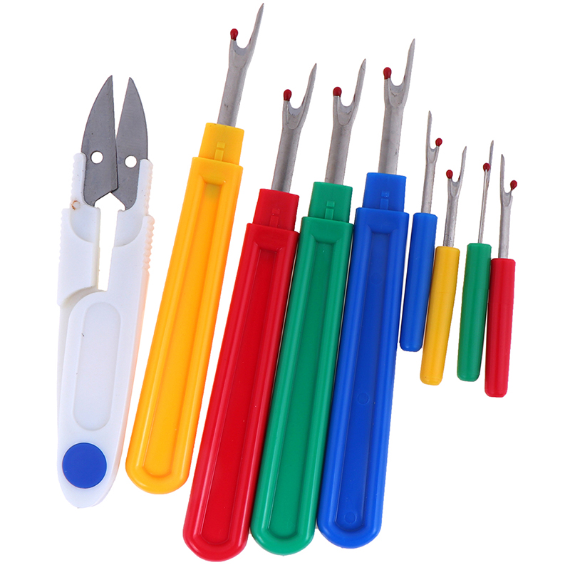 9pcs Seam Ripper Stitch Unpicker With Plastic Handle Thread Cutter DIY Sewing Remover Combination Cross Embroidery Tools