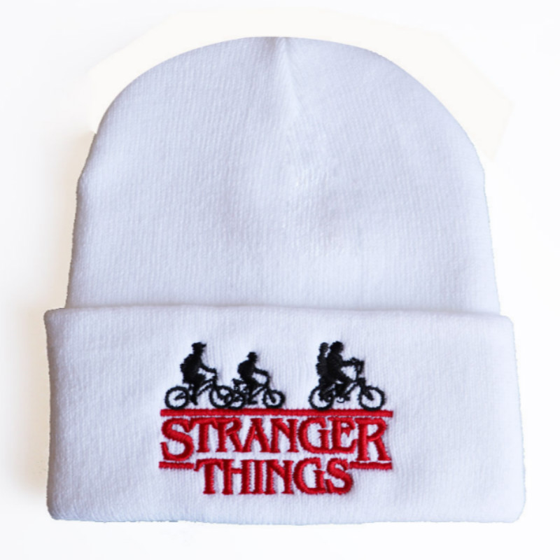 Embroidery STRANGER THINGS Winter Hat For Men Earflap Ride Bike Warm Skullies Beanie Hip Hop Women Knitted Ski Hat Male Cap