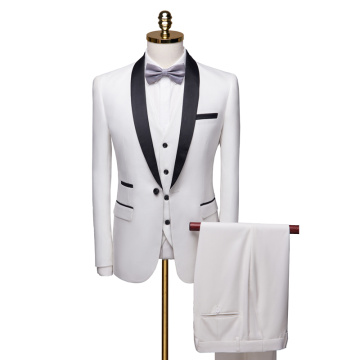 Men Slim Fit Suits 3 Piece Suit Wedding Suits Groom Wear Tuxedos White Jacket Vest Pants Formal Dress Men Suit Set