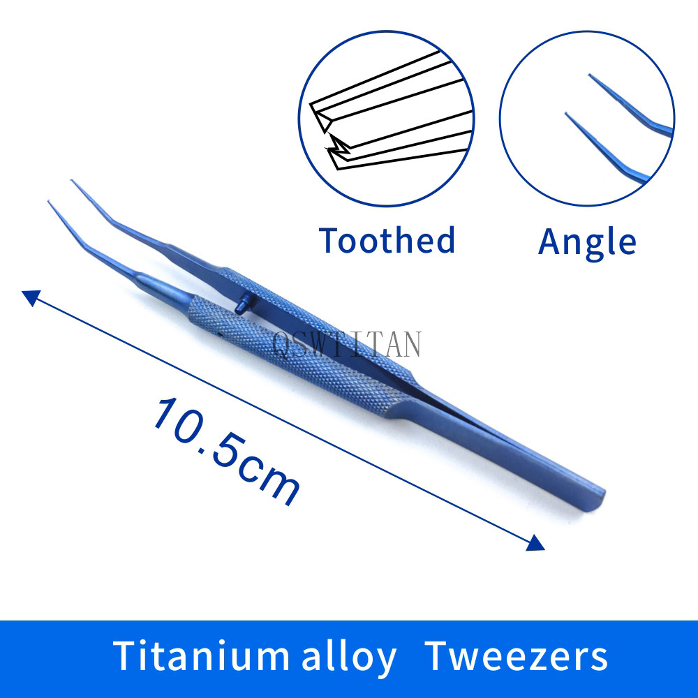 10.5cm Titanium Round Handle Eyelid Tweezers Platform double eyelid tool fine tissue forceps Ophthalmic Instruments