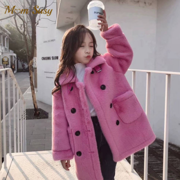 Fashion Baby Girl Winter Jacket Faux Fur Thick Toddler Teen Child Warm Coat Wool Baby Outwear High Quality Girl Clothes 3-14Y