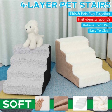 4-Layer Pet Stairs Dog Steps Climbing Ladder Non-Skid No-Assembly Comfortable High Rebound Pet Ramp For Indoor Kids Cat Play