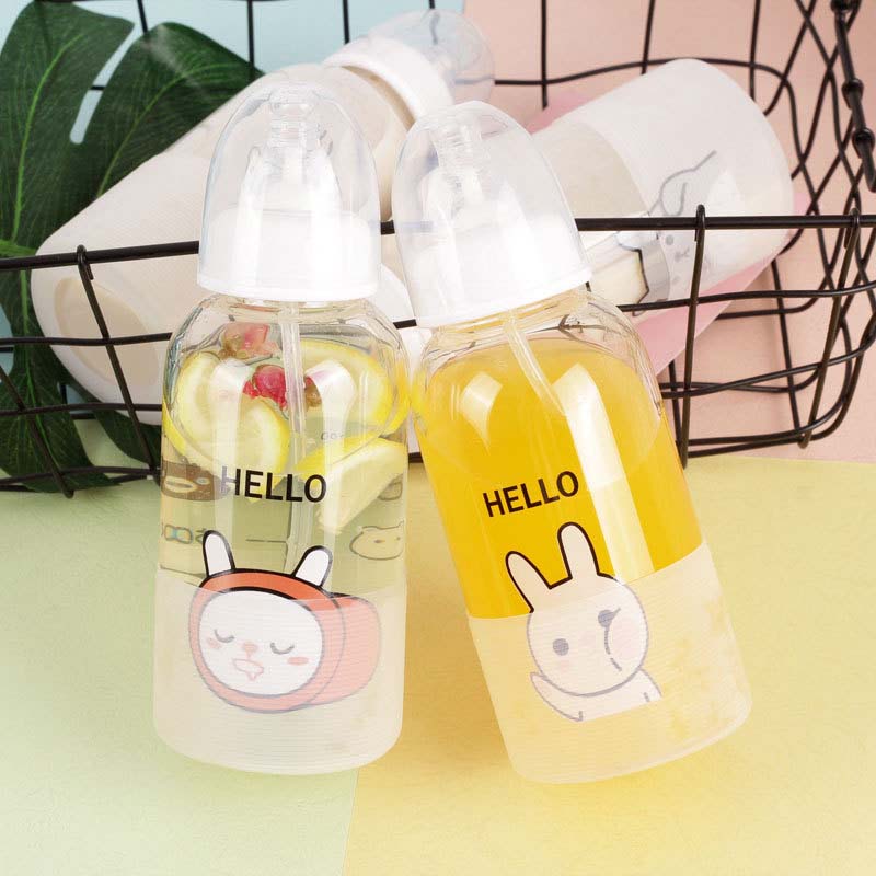 Baby Bottle Feeding 300ml Small Glass Bottle Silicone Nipples Non Handles Infant Toddlers Milk Nursing Bottle