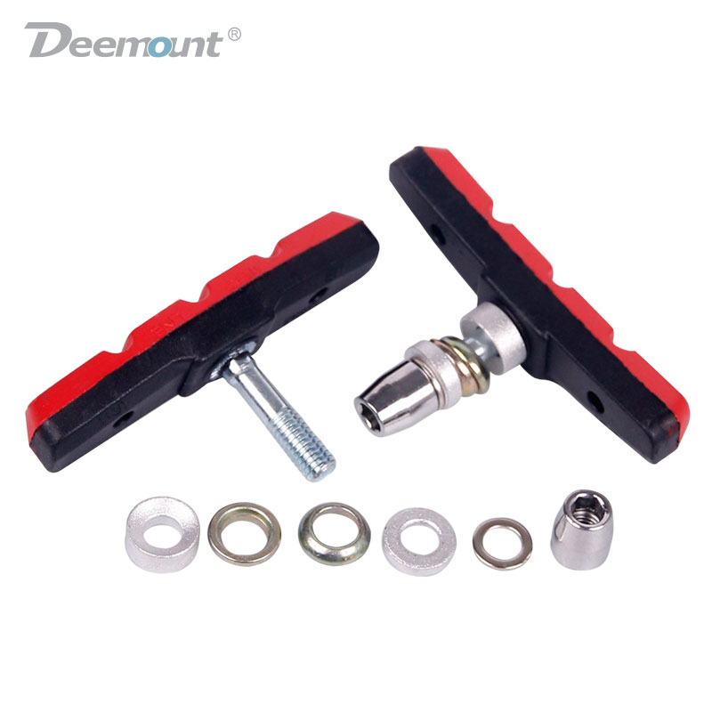 Deemount Dual Color V-Brake Pads MTB Mountain Bicycle Brake Shoes 70mm Threaded For Linear Pull Brakes All weathers Low Noise