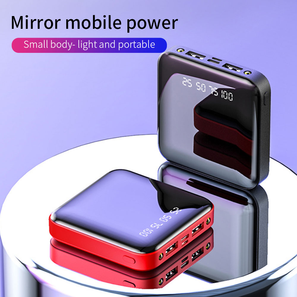 FLOVEME 20000mAh Power Bank Dual USB Portable Charger Mirror Digital Mini Powerbank External Battery Pack For Xiaomi iPhone 11 8