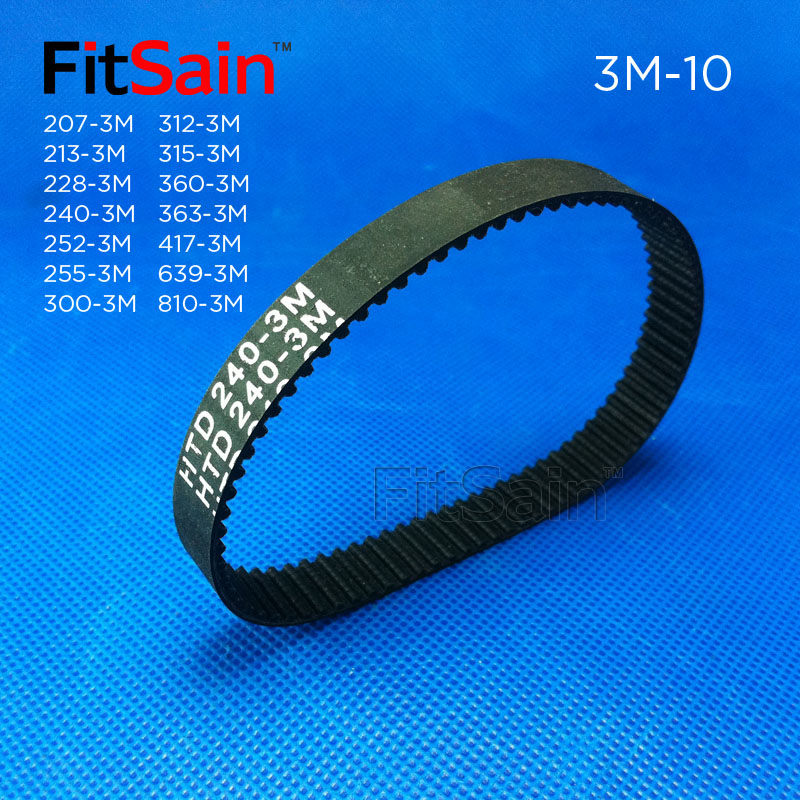 FitSain-3M Width 10mm 207-810mm rubber timing belt conveyor belt with synchronous belt belt