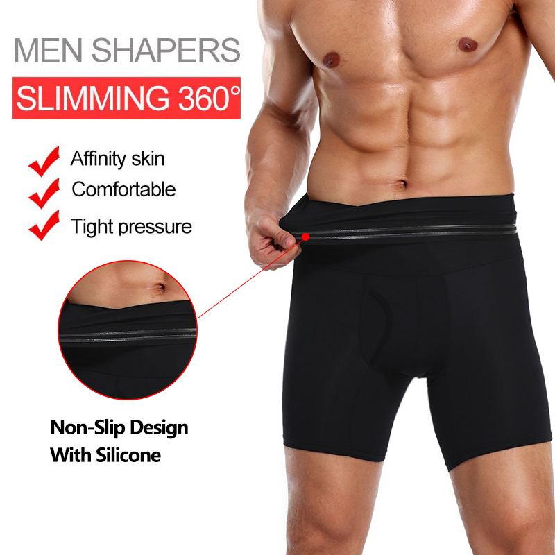Mens Body Shaper Compression Shorts Boxer Brief Waist Trainer Belly Control Slimming Belt Modeling Girdle Anti Chafing Underwear