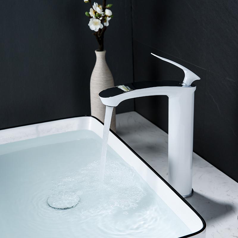 Single Handle White Hot & Cold Basin Tap