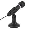 Computer Notebook Desktop Microphone KTV-307 Wire Karaoke Handheld Microphone 3.5mm Mic With Base For Singing Recording