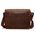 Vintage Mens Crazy Horse Leather Shoulder Bags Designer Man Messenger Bags Large Crossbody Bags Male Travel Bags Briefcases
