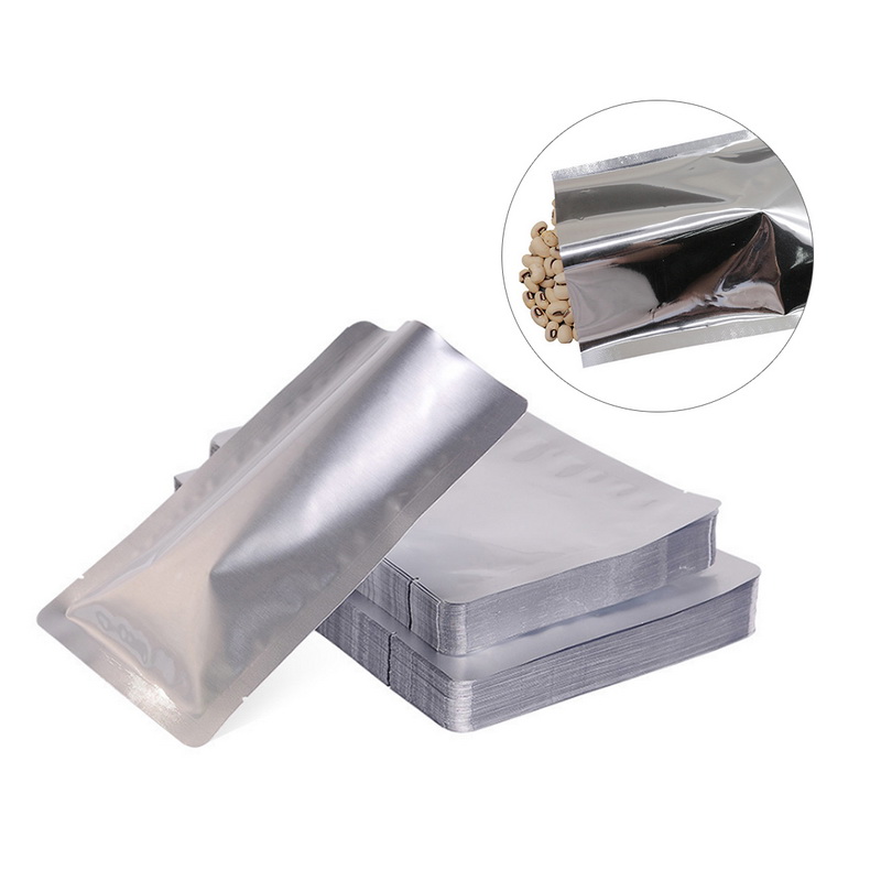 100pcs Silver Aluminum Foil Mylar Bags Vacuum Sealer Zipper Food Saver Bag Storage Pouches For Kitchen Supplies