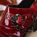 Red Patent Leather Man Dress Shoes Fashion Slip On Oxfords For Men Genuine Leather Punk Buckle Chain Formal Party Wedding Shoes