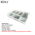 ECKJ 120pcs/set Flat Head Cross Recessed Countersunk Fibreboard Screw Kit Self-Tapping Zinc Coated Chipboard Screws M4
