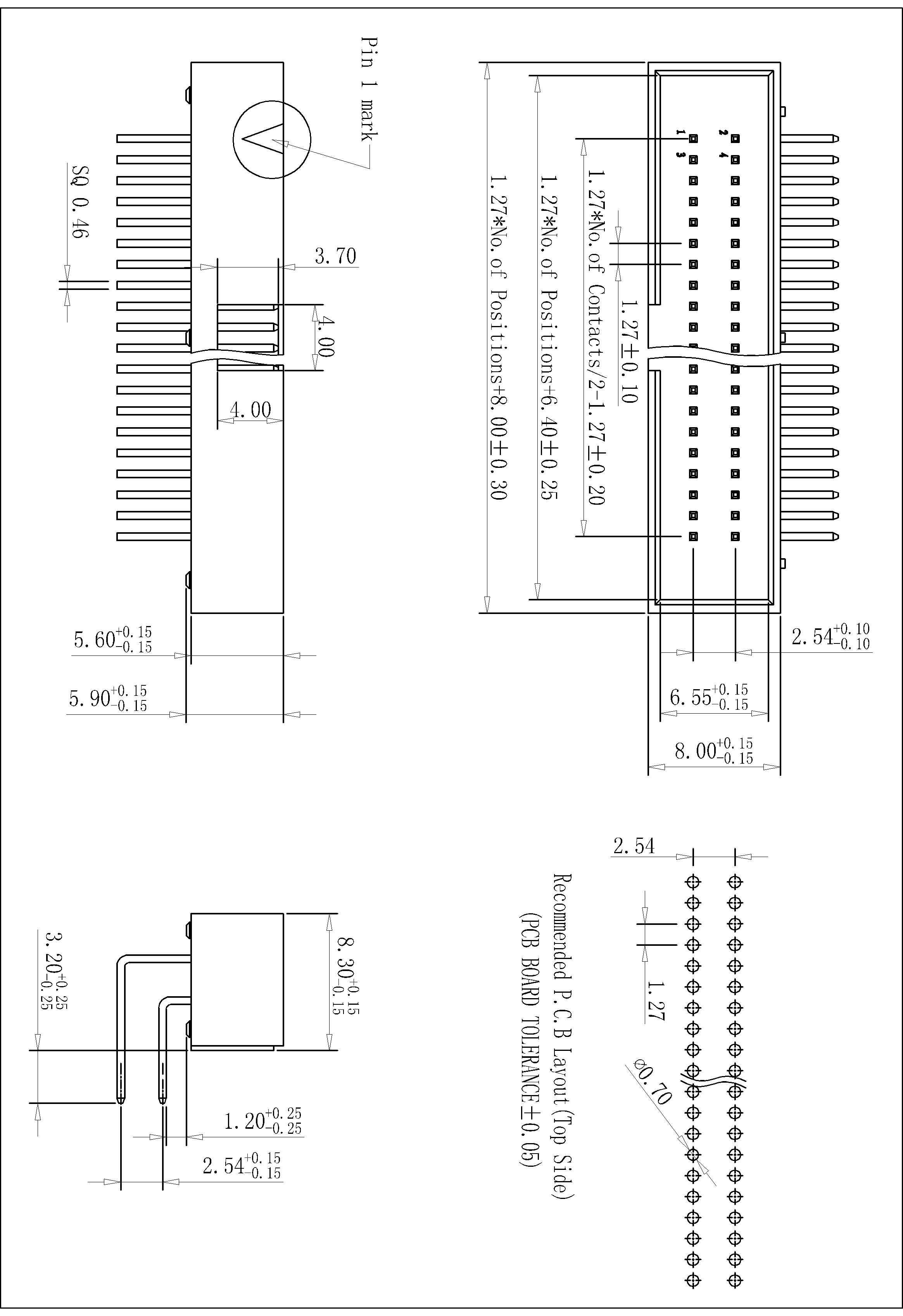 BHBR01 1.27x2.54mm Box Header 90°H=5.90