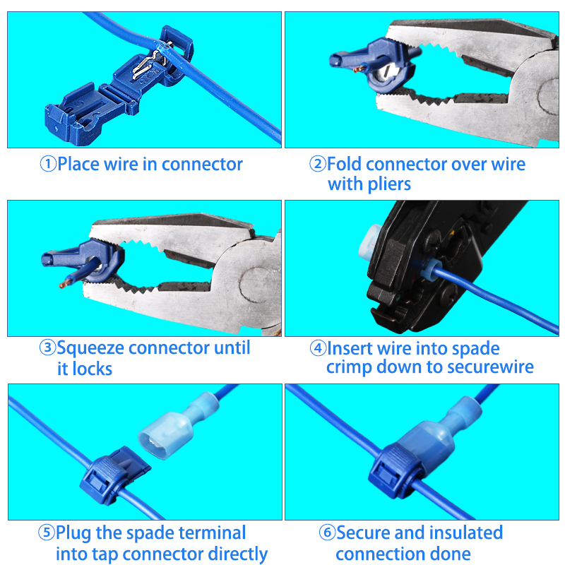 50/40PCS Wire Cable Connectors Terminals Crimp Terminal Scotch Lock Quick Splice 12-10AWG Electrical Car Audio Kit Tool Set