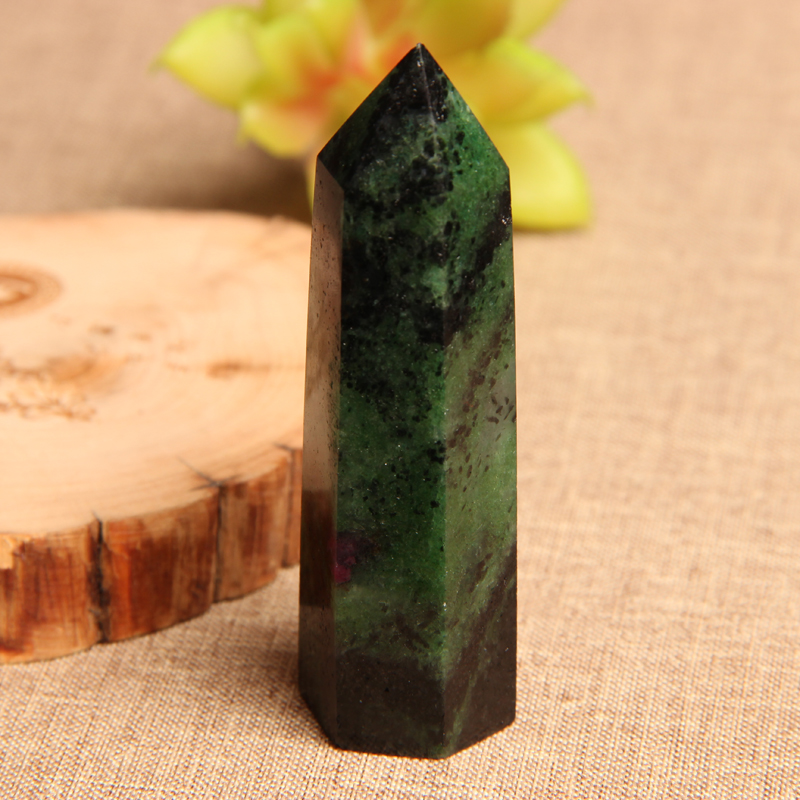 1PC Natural Crystal Quartz Column Epidote Crystal Stone Point Healing Obelisk Epidote Hexagonal Wand Treatment Stone Home Decora