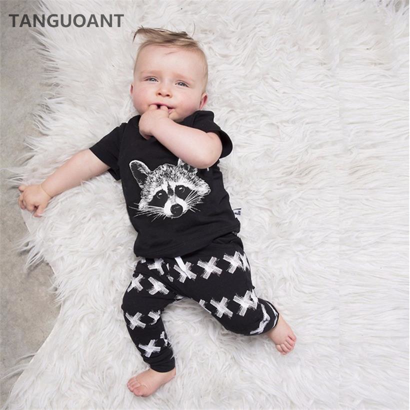 TANGUOANT Baby Boys Clothing Sets Baby Girls Boys Fox Cotton Tops T-shirt+Pants Leggings 2pcs Outfits Set Costume Boys Clothes