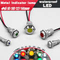 1pc 6mm 8mm 10mm 12mm 14mm Waterproof IP67 Metal LED Warning Indicator Light Signal Lamp Pilot Wire 3V 5V 12V 24V 110V 220V
