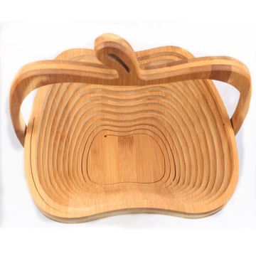 Novelty Foldable Apple Shaped Bamboo Basket Foldable Fruit Basket