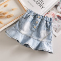 Girl 's Denim Skirt Skirt Girl 's Pleated Skirt 's Princess Western Style Bubble Skirt Summer and Autumn