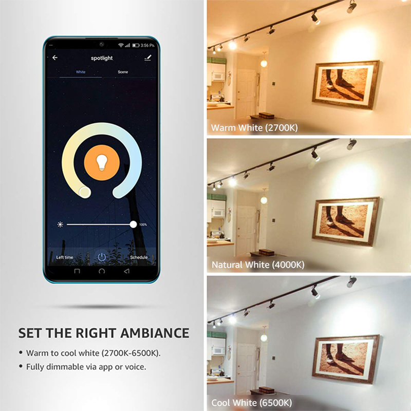 GU10 Smart Bulb Wireless WiFi App Remote Control RGBW 5W Led Dimmable Compatible With Alexa & Google Home Bedroom Light Remote