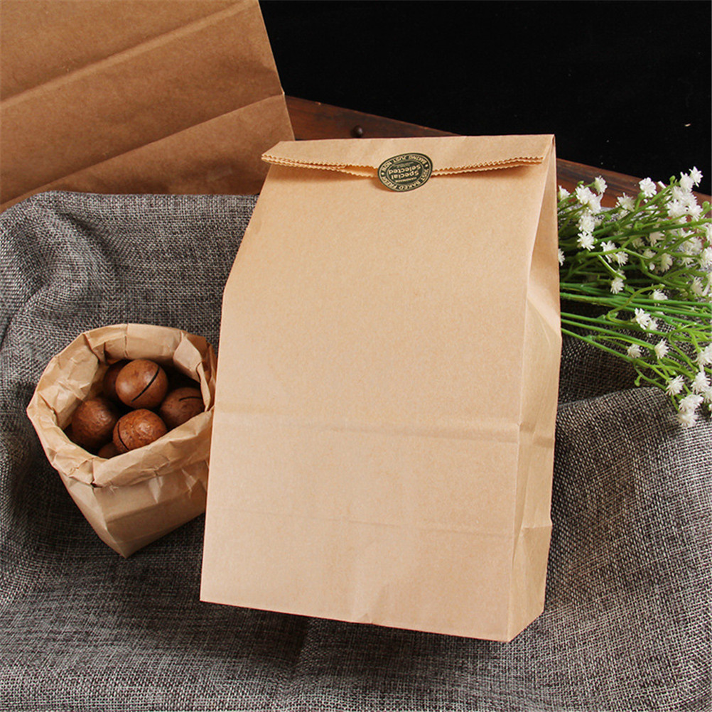 10 Pieces Brown Kraft Paper Bags Biscuits Packaging Wrapping Supplies For Party Wedding Favors Handmade Bread Cookies Gift