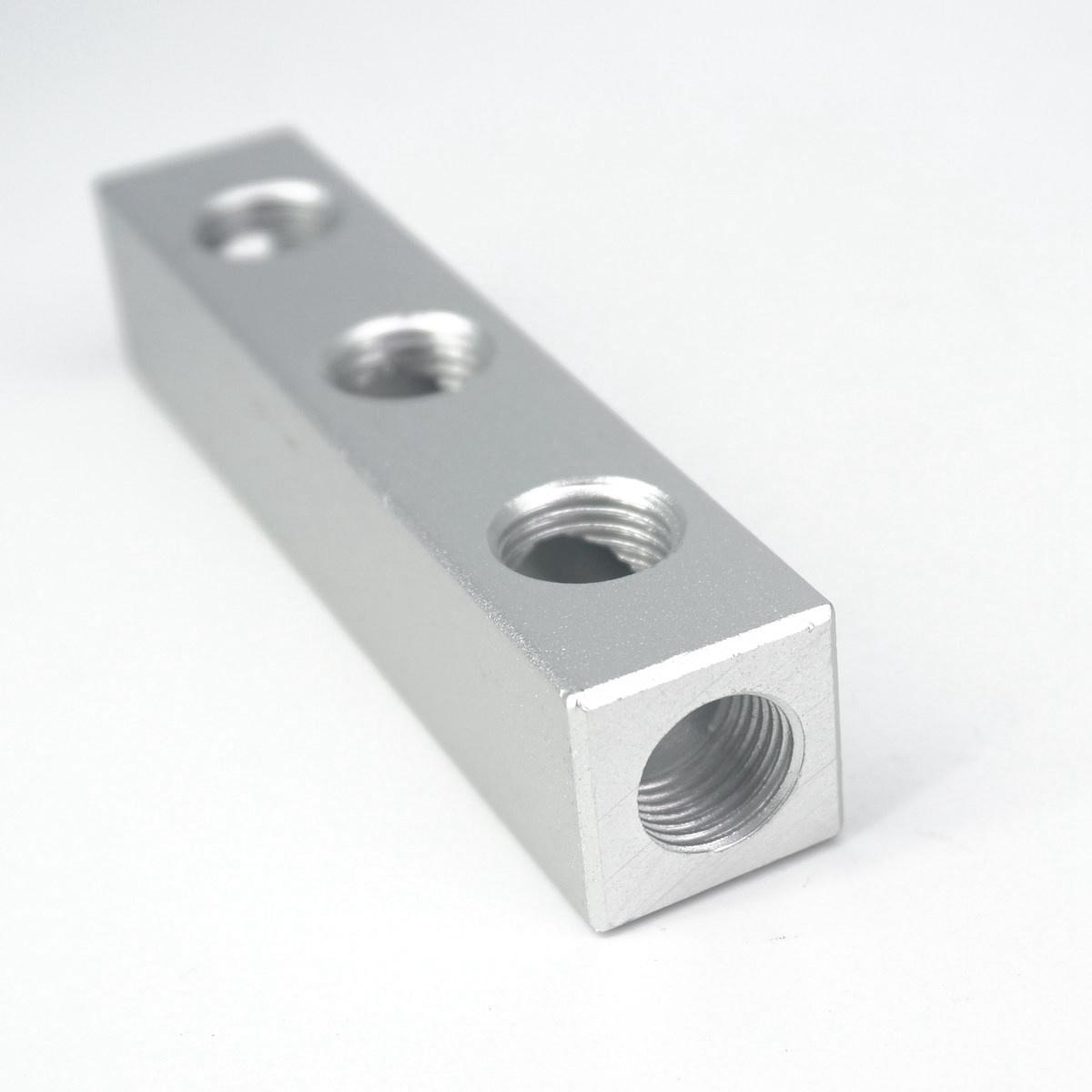 1/4" BSP 20*20mm 3 Way 6 Port Pneumatic Solid Aluminum Quick Connector Manifold Block Splitter Hose Plug Socket Base