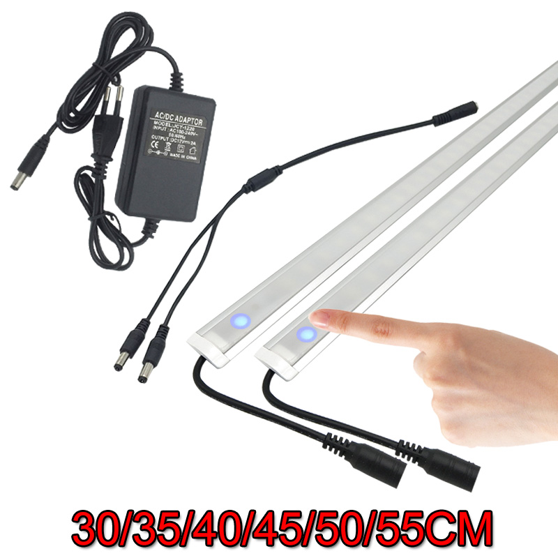 2pcs 30`50CM LED Touch Sensor Bar Light Night Lights Dimmable DC12V Cabinet Drawer Pipe for kitchen / bedroom led aluminum strip