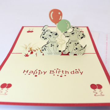 3D Handmade 10*15cm Cartoon Spotted Dog Happy Birthday Party Paper Invitation Greeting Cards PostCard Children Kids Friend Gift