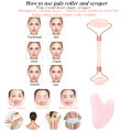 Natural Rose Quartz Roller Facial Massager Jade Roller Slimming Jade Scraper Skin Roller 0.3mm Three-Piece Massager Roller Face