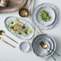 New Design Granite Pattern Ceramic Food Plate Dish Rice Salad Bowl Retro Porcelain Tray Household Tableware Dinner Plate Set