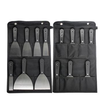 7pc Putty Knife Set Scraper Blade Portable Canvas Bag Wall Shovel Carbon Steel Plastic Handle Construction Tool Plastering Knife