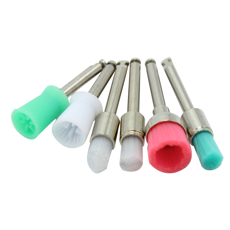 100pcs/bag Dental Polishing Brush Polisher Prophy Rubber Cup Latch Colorful Nylon Bristles Mix Style Dentist Tool Lab Instrument