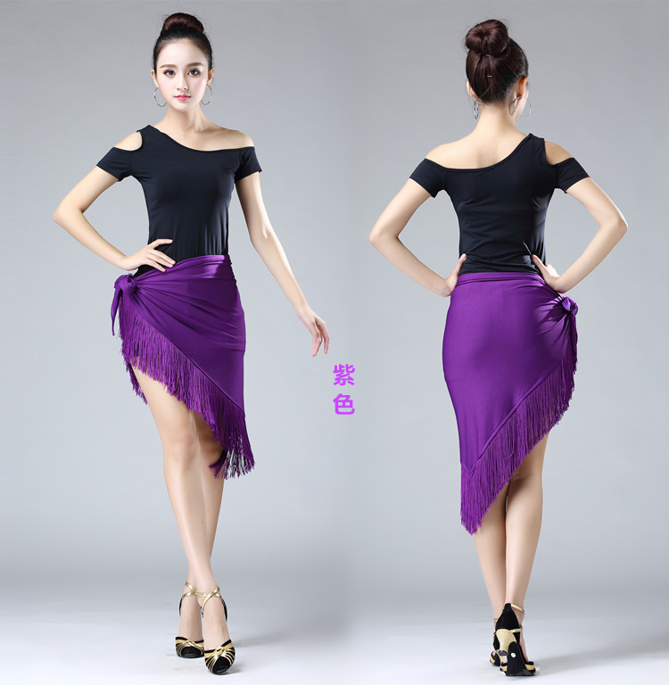 New Lady Fringed Triangle Latin Dress Sexy One Skirt Adult Skirt Latin Dance Dress Costume Women's Black Practice Skirt