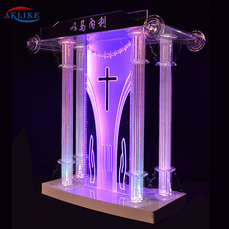 Acrylic Lectern Pulpito Modern AKLIKE Appearance And Commercial Furniture General Use  Plexiglass Podium For Church Pulpit 