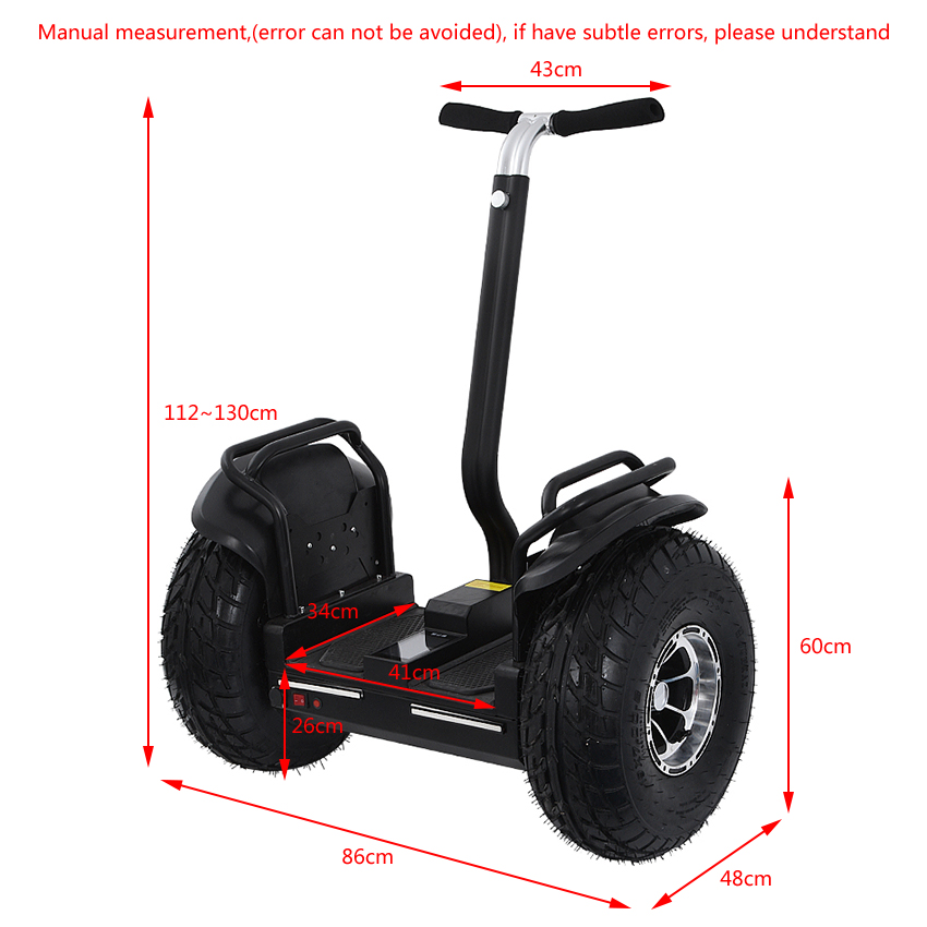2 Wheel Hoverboard Mileage 30km Electric Skateboard Self Balancing Scooter With Handrail Bluetooth Speaker 72V Battery 19 inch